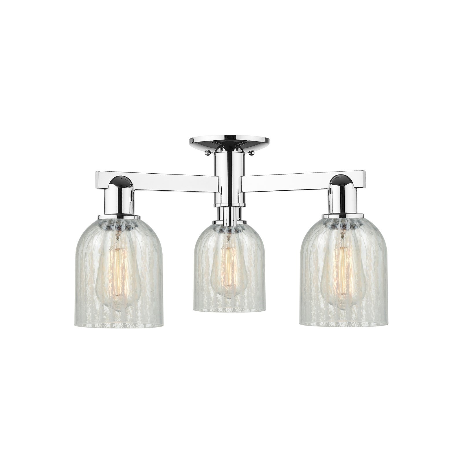 Innovations Caledonia 23in 3-Light Semi-Flush Mount | Industrial Polished Chrome and Mouchette Glass | Entryway & Hallway | 22.5 x | Model 716-3F-PC-G2511