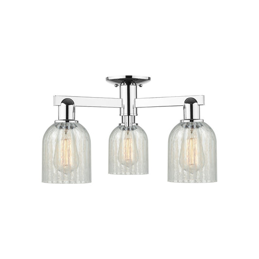 Innovations Caledonia 23in 3-Light Semi-Flush Mount | Industrial Polished Chrome and Mouchette Glass | Entryway & Hallway | 22.5 x | Model 716-3F-PC-G2511