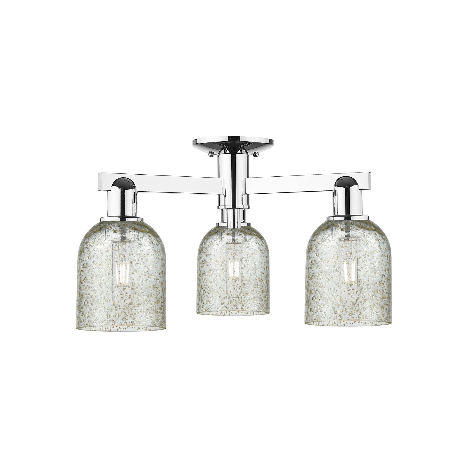 Innovations Caledonia 23in 3-Light Semi-Flush Mount | Industrial Polished Chrome and Mica Glass | Kitchen & Entryway | 22.5 x 22.5 | Model 716-3F-PC-G259