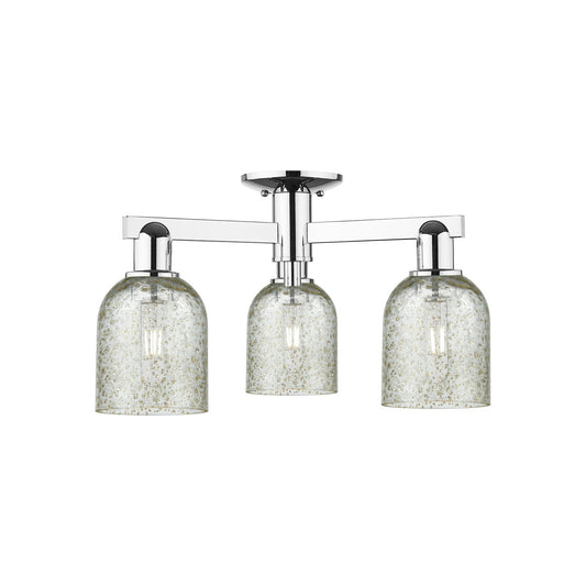 Innovations Caledonia 23in 3-Light Semi-Flush Mount | Industrial Polished Chrome and Mica Glass | Kitchen & Entryway | 22.5 x 22.5 | Model 716-3F-PC-G259