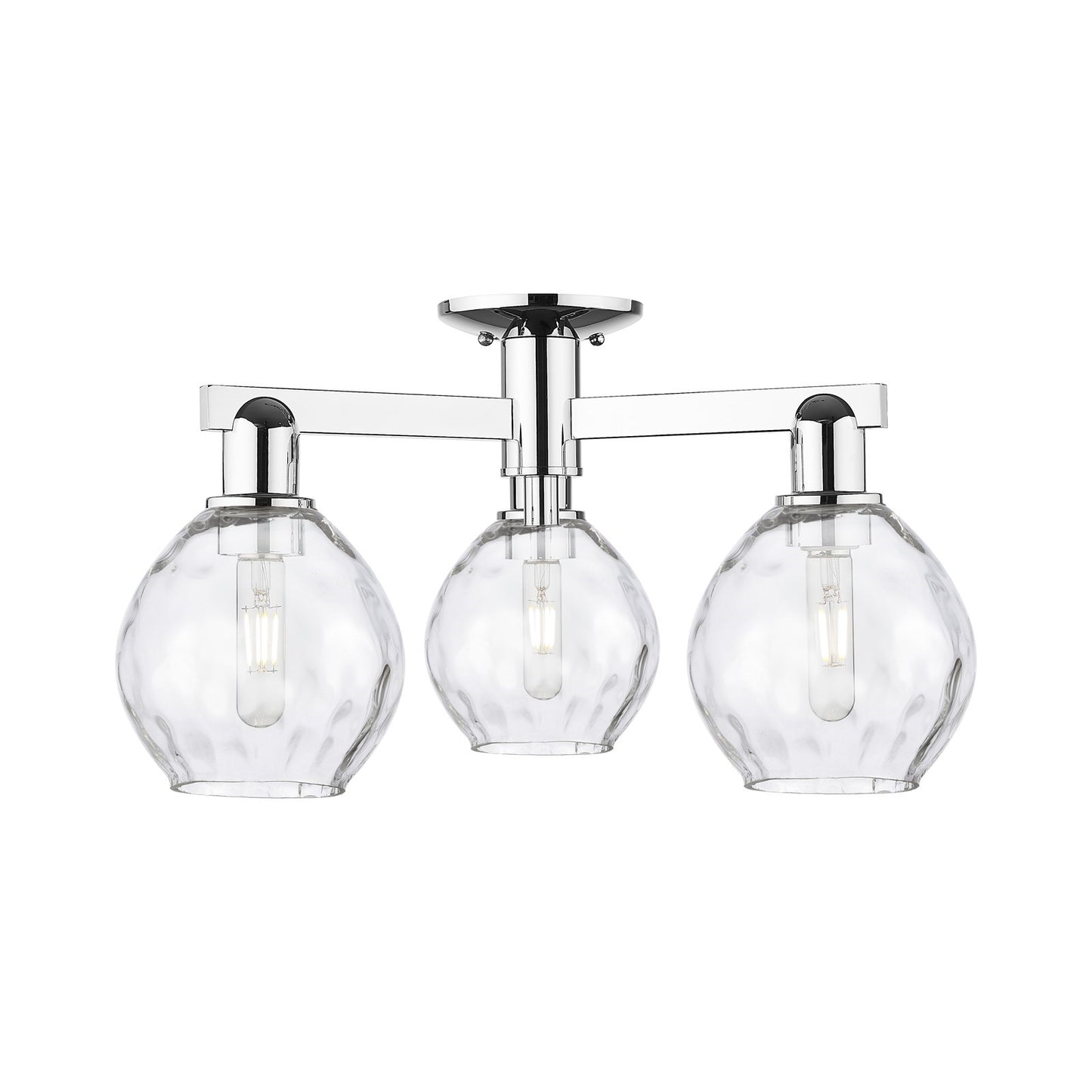 Innovations Waverly 24in 3-Light Semi-Flush Mount | Industrial Polished Chrome and Clear Glass | Entryway & Hallway | 23.5 x 10.38 | Model 716-3F-PC-G362