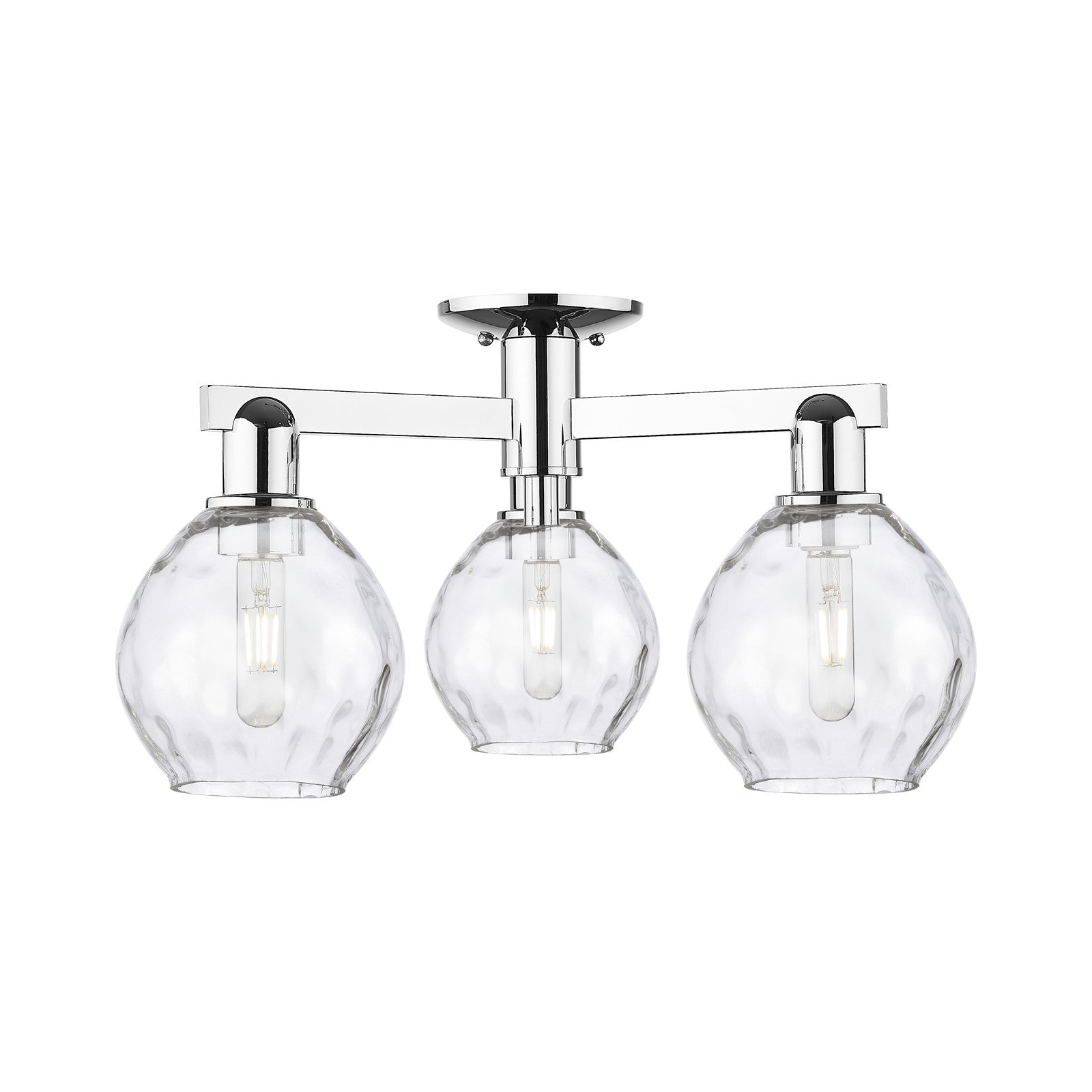 Innovations Waverly 24in 3-Light Semi-Flush Mount | Industrial Polished Chrome and Clear Glass | Entryway & Hallway | 23.5 x 10.38 | Model 716-3F-PC-G362