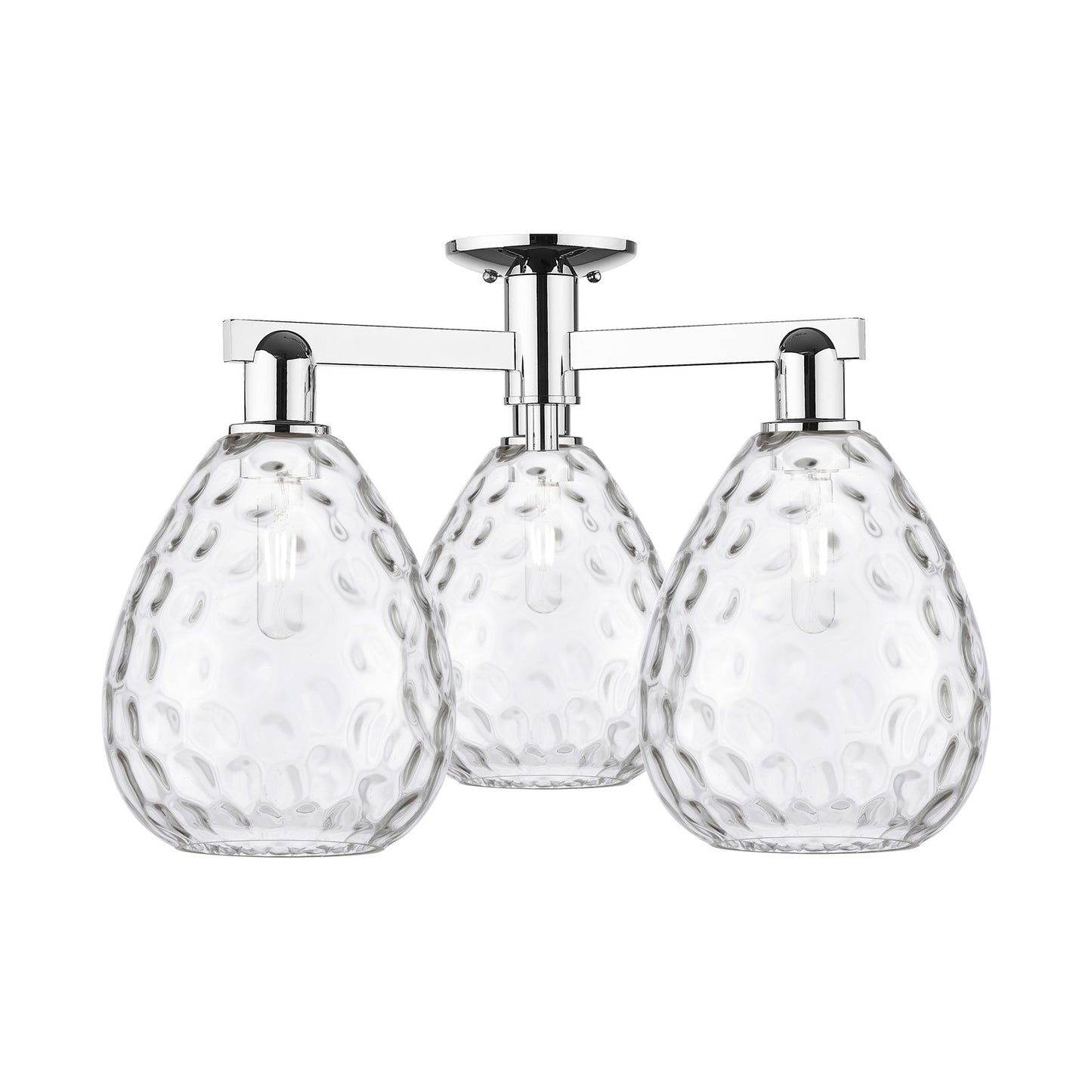 Innovations Waverly 26in 3-Light Semi-Flush Mount | Industrial Polished Chrome and Clear Glass | Entryway & Hallway | 25.5 x 25.5 x | Model 716-3F-PC-G372