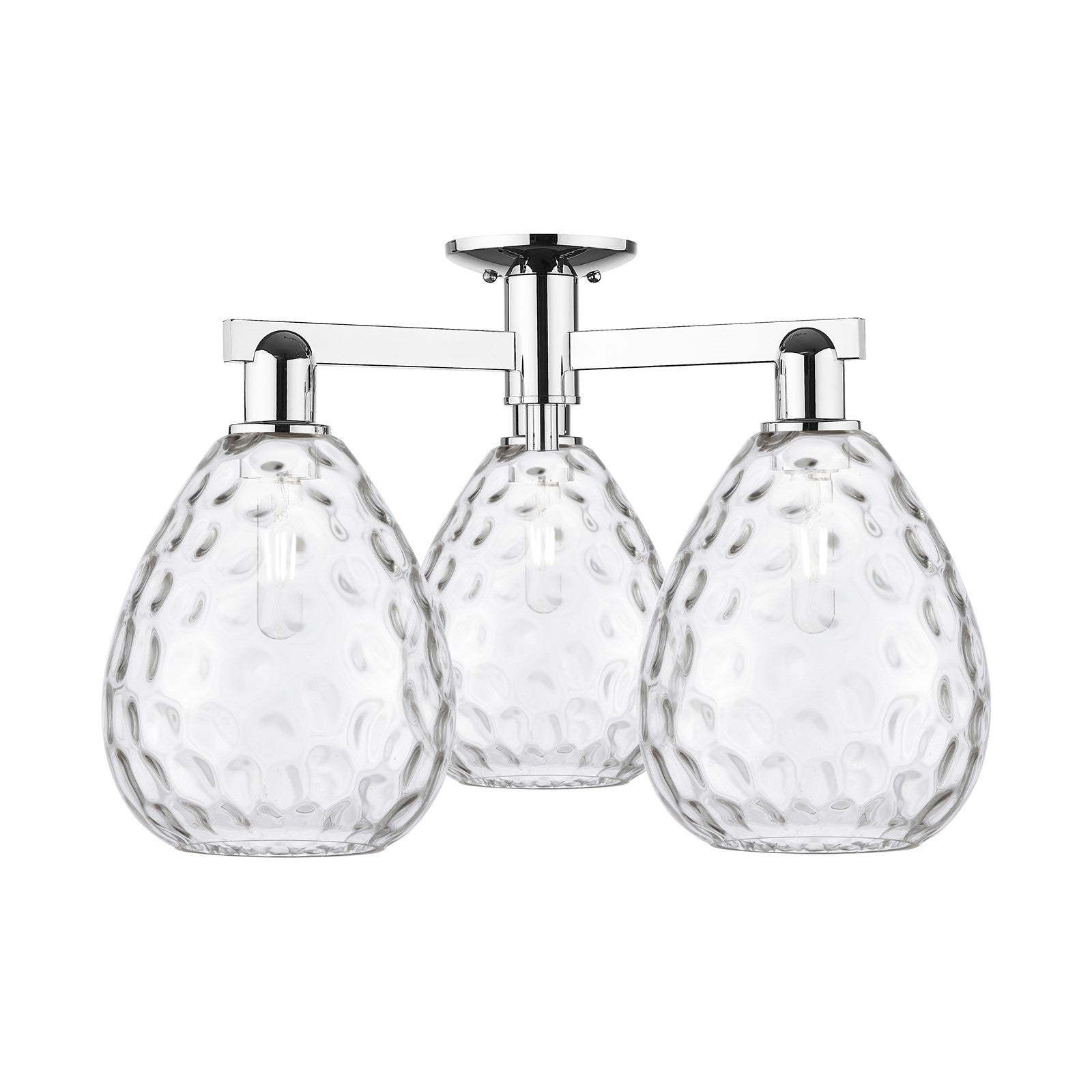Innovations Waverly 26in 3-Light Semi-Flush Mount | Industrial Polished Chrome and Clear Glass | Entryway & Hallway | 25.5 x 25.5 x | Model 716-3F-PC-G372
