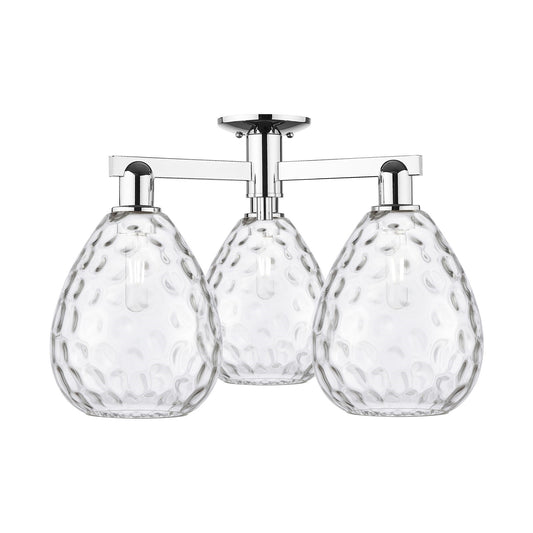 Innovations Waverly 26in 3-Light Semi-Flush Mount | Industrial Polished Chrome and Clear Glass | Entryway & Hallway | 25.5 x 25.5 x | Model 716-3F-PC-G372