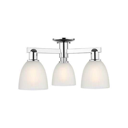 Innovations Castile 24in 3-Light Semi-Flush Mount | Industrial Polished Chrome and White Glass | Damp-Rated Entryway & Hallway | Model 716-3F-PC-G381