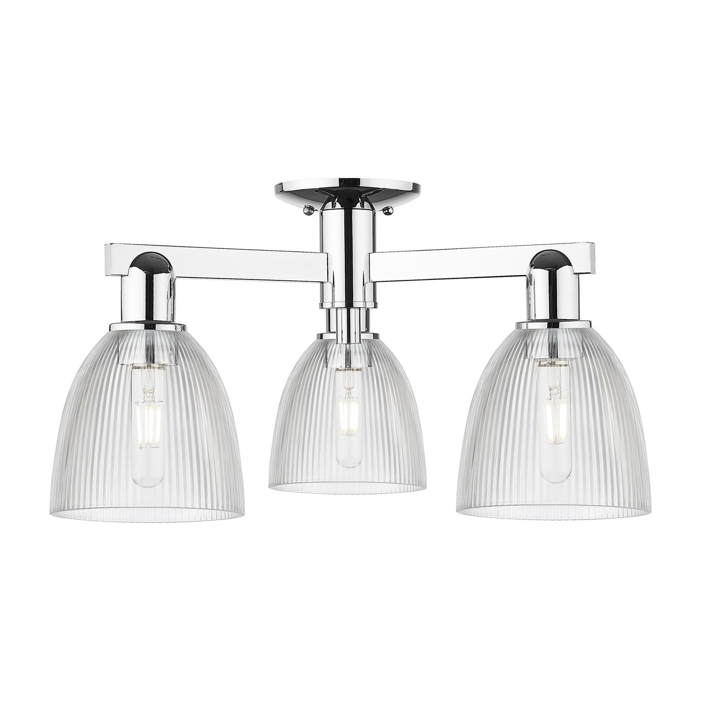 Innovations Castile 24in 3-Light Semi-Flush Mount | Industrial Modern Polished Chrome and Clear Glass | Entryway & Hallway | 23.5 x | Model 716-3F-PC-G382