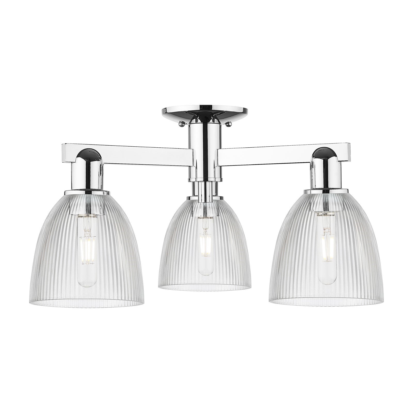 Innovations Castile 24in 3-Light Semi-Flush Mount | Industrial Modern Polished Chrome and Clear Glass | Entryway & Hallway | 23.5 x | Model 716-3F-PC-G382