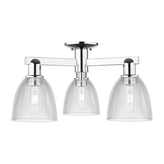 Innovations Castile 24in 3-Light Semi-Flush Mount | Industrial Modern Polished Chrome and Clear Glass | Entryway & Hallway | 23.5 x | Model 716-3F-PC-G382