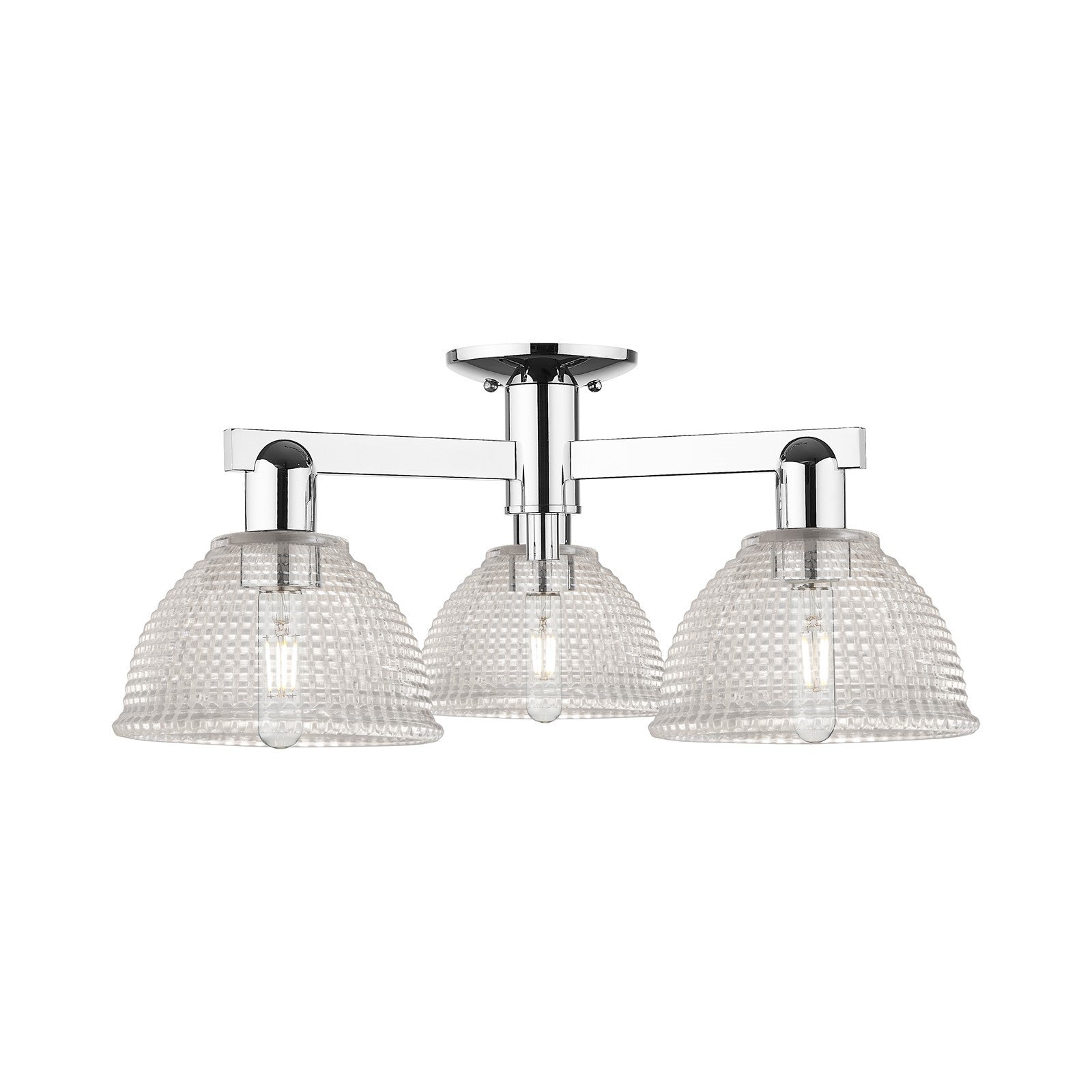 Innovations Arietta 26in 3-Light Semi-Flush Mount | Industrial Polished Chrome Steel and Clear Glass | Entryway & Hallway | 25.5 x | Model 716-3F-PC-G422