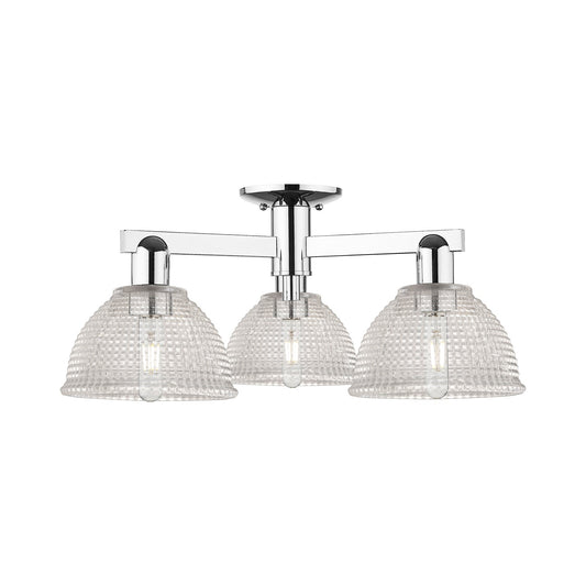 Innovations Arietta 26in 3-Light Semi-Flush Mount | Industrial Polished Chrome Steel and Clear Glass | Entryway & Hallway | 25.5 x | Model 716-3F-PC-G422