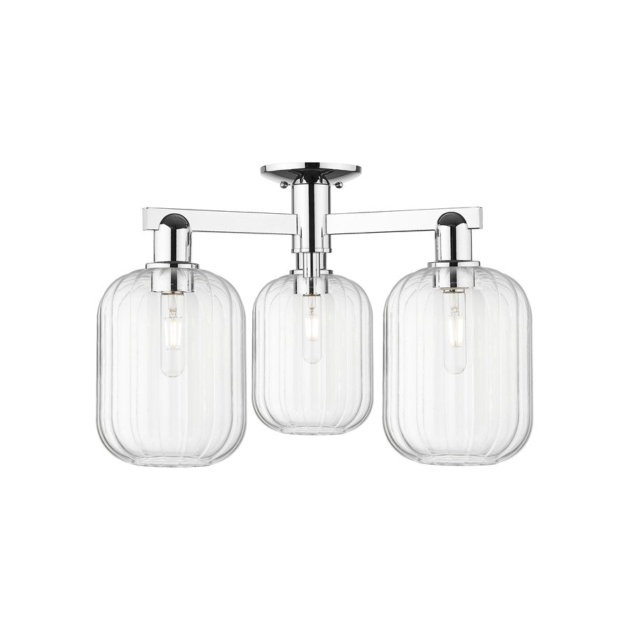 Innovations Preston 3Lt 24" Jar Semi-Flush, Chrome/Clear - 716-3F-PC-G460-7CL