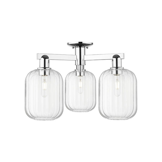 Innovations Preston 3Lt 24" Jar Semi-Flush, Chrome/Clear - 716-3F-PC-G460-7CL