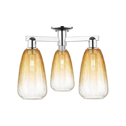 Innovations Brookhaven Almond 3Lt 24" Semi-Flush, Chrome/AM - 716-3F-PC-G480-6AM