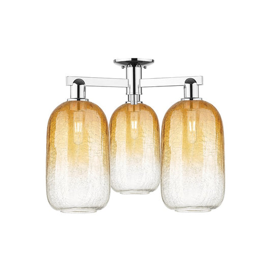 Innovations Brookhaven Cloche 3Lt 25" Semi-Flush, Chrome/AM - 716-3F-PC-G482-7AM