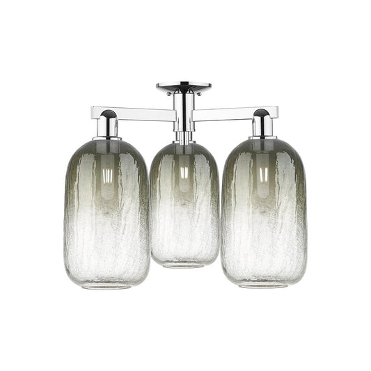 Innovations Brookhaven Cloche 3Lt 25" Semi-Flush, CH/SL - 716-3F-PC-G482-7SL