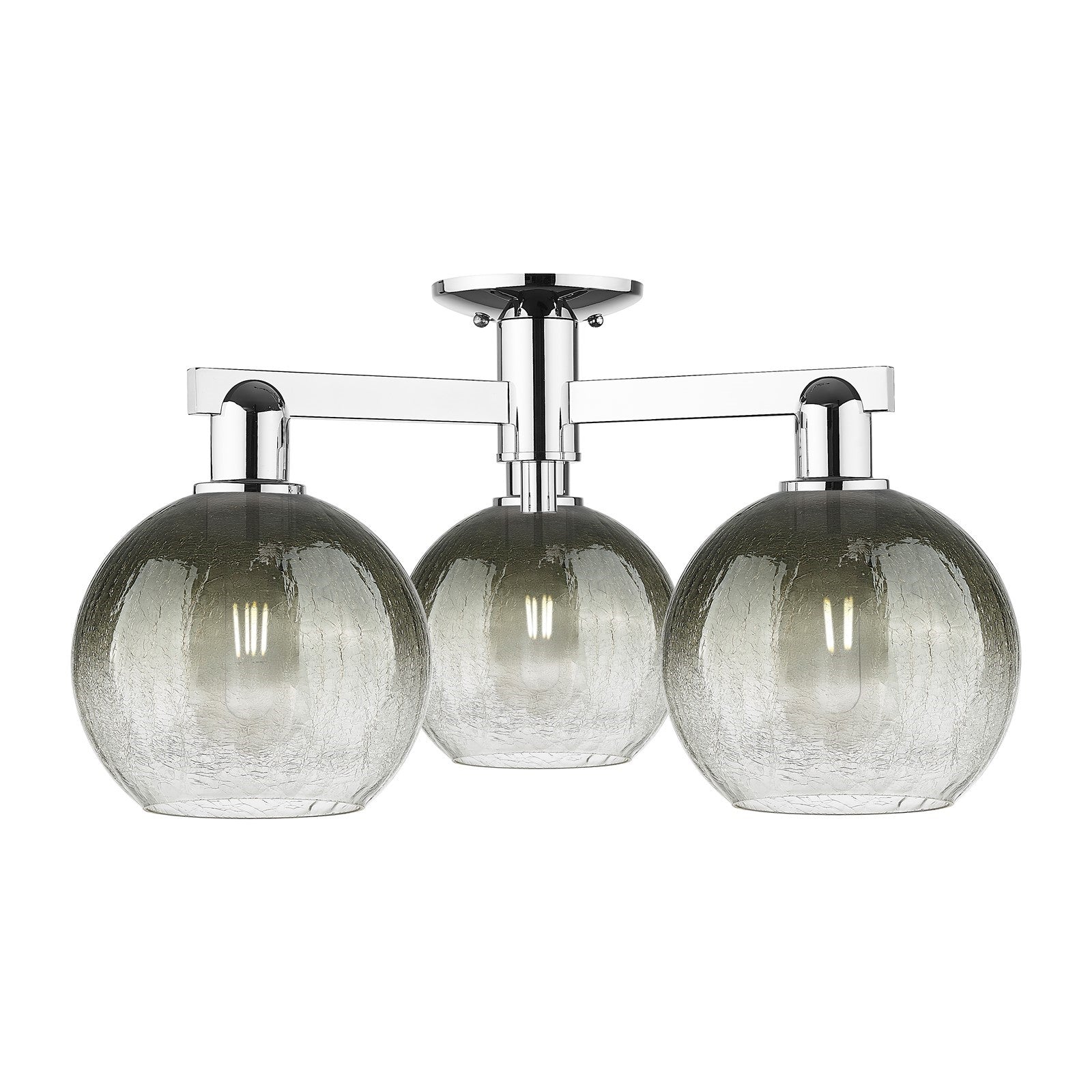 Innovations Brookhaven Globe 25in 3-Light Semi-Flush Mount | Industrial Polished Chrome and Slate Glass | Entryway & Hallway | Model 716-3F-PC-G483-8SL