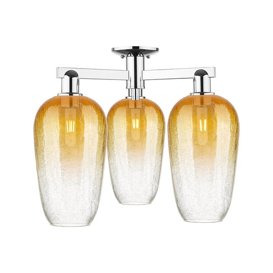 Innovations Brookhaven Flute 3Lt 25" Semi-Flush, Chrome/AM - 716-3F-PC-G484-7AM