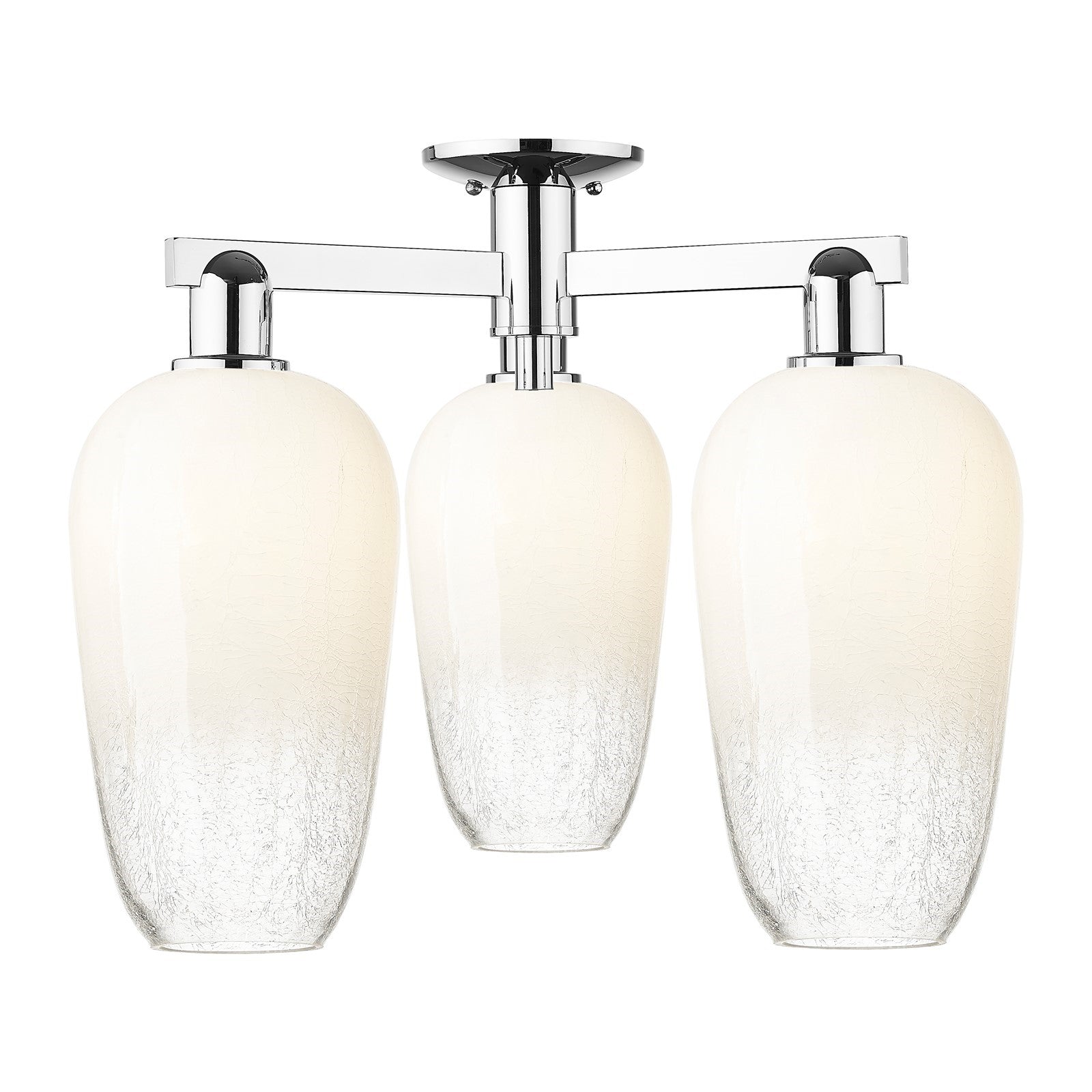 Innovations Brookhaven Flute 24.5in 3-Light Semi-Flush Mount | Industrial Polished Chrome and Opal Glass | Living Room & Dining | Model 716-3F-PC-G484-7OP