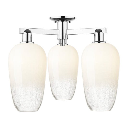 Innovations Brookhaven Flute 24.5in 3-Light Semi-Flush Mount | Industrial Polished Chrome and Opal Glass | Living Room & Dining | Model 716-3F-PC-G484-7OP