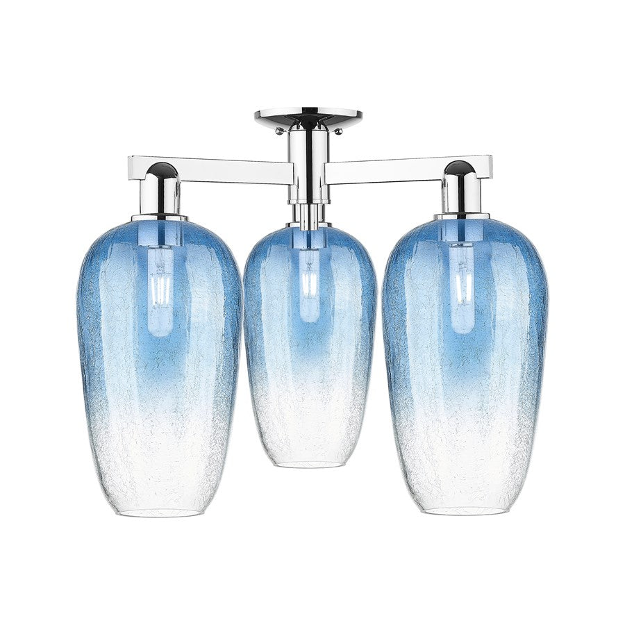 Innovations Brookhaven Flute 3Lt 25" Semi-Flush, Chrome/SB - 716-3F-PC-G484-7SB