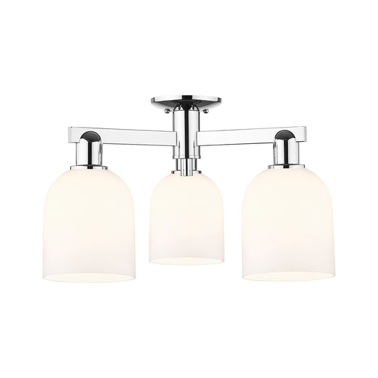 Innovations Bella 23in 3-Light Semi-Flush Mount | Industrial Polished Chrome and White Glass | Living Room & Bedroom | 23 x 23 | Model 716-3F-PC-G558-6GWH