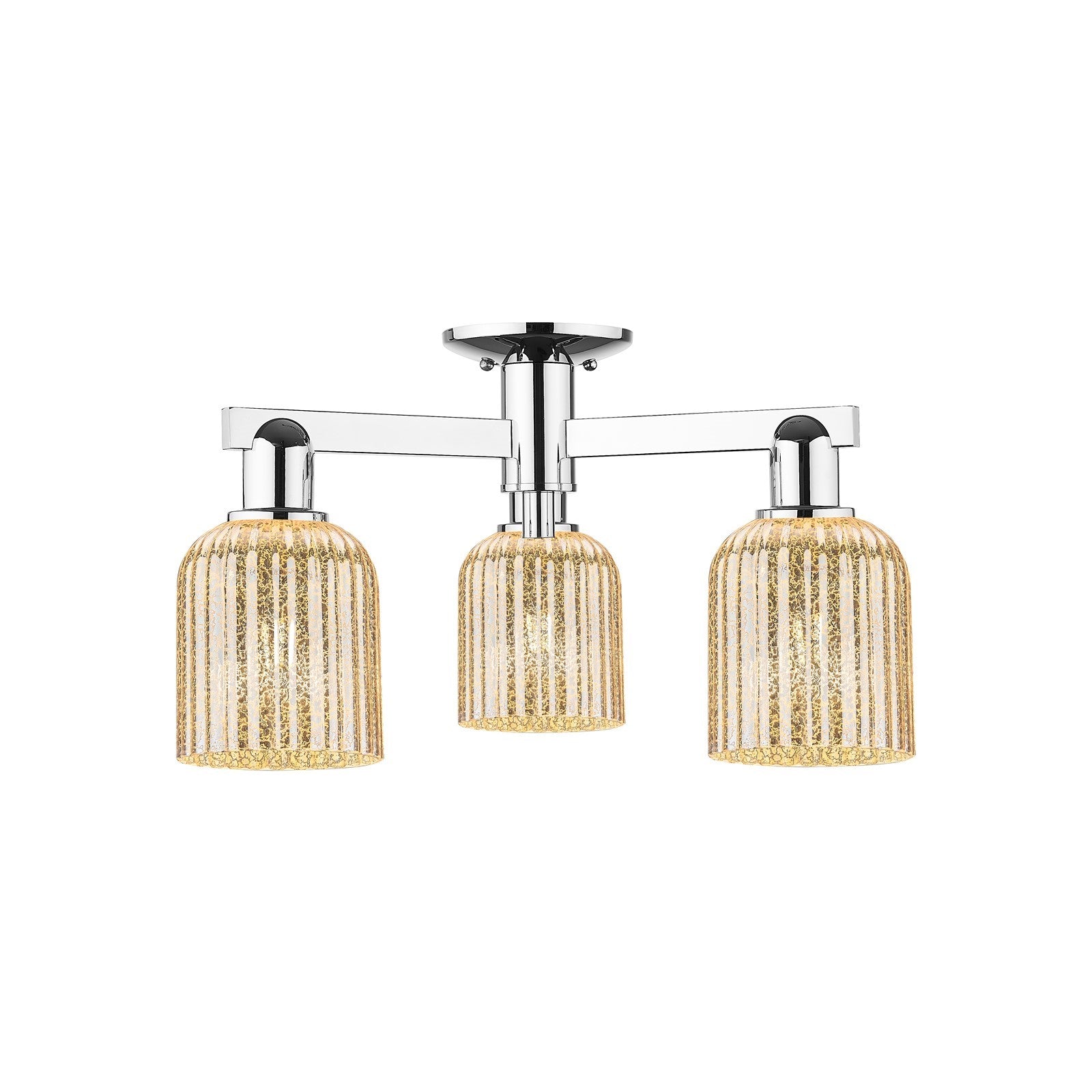 Innovations Bridal Veil 22.5in 3-Light Semi-Flush Mount | Industrial Polished Chrome and Mercury Ribbed Glass | Entryway & | Model 716-3F-PC-G559-5ME