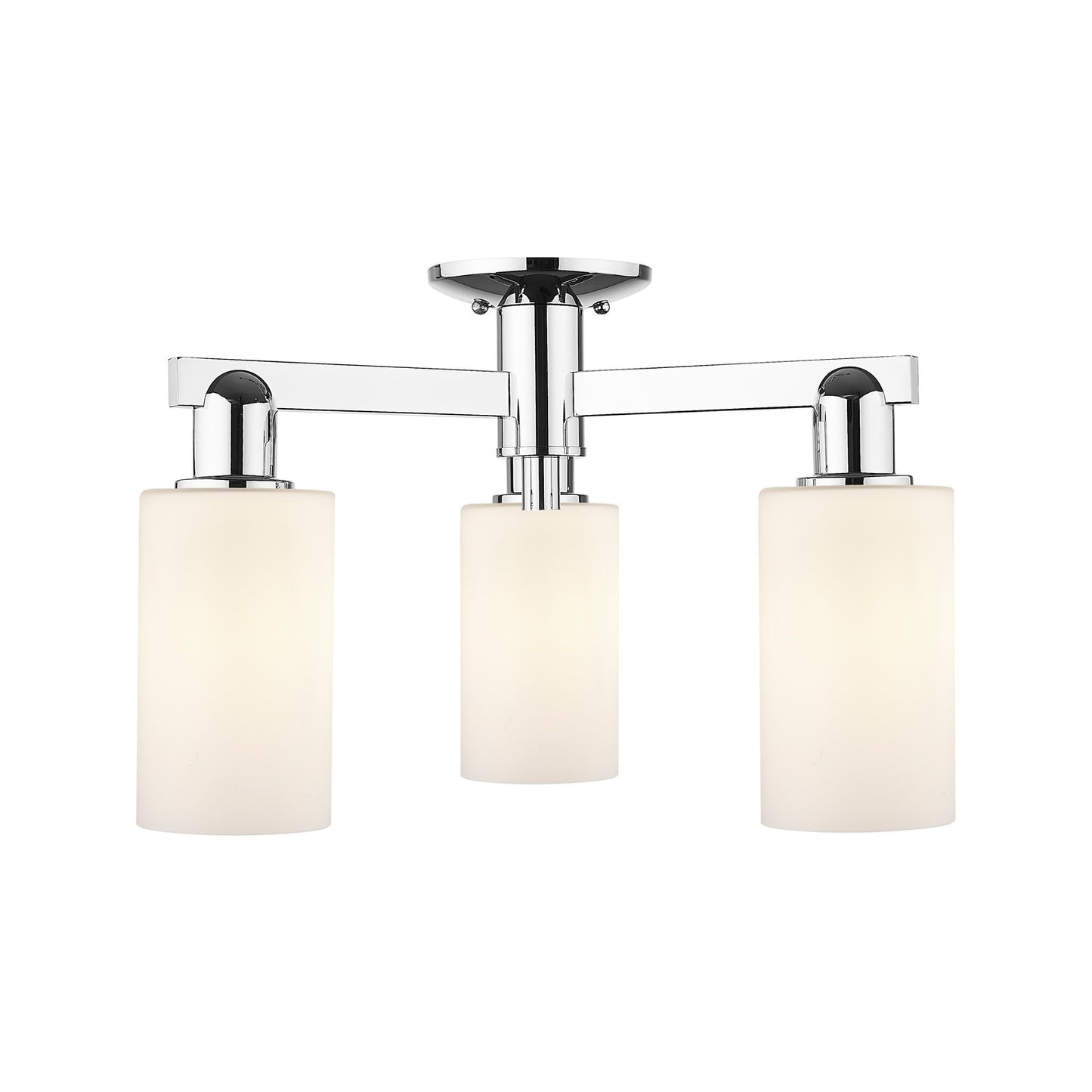 Innovations Clymer 21in 3-Light Semi-Flush Mount | Industrial Polished Chrome and Matte White Glass | Kitchen & Hallway | 21.38 x | Model 716-3F-PC-G801