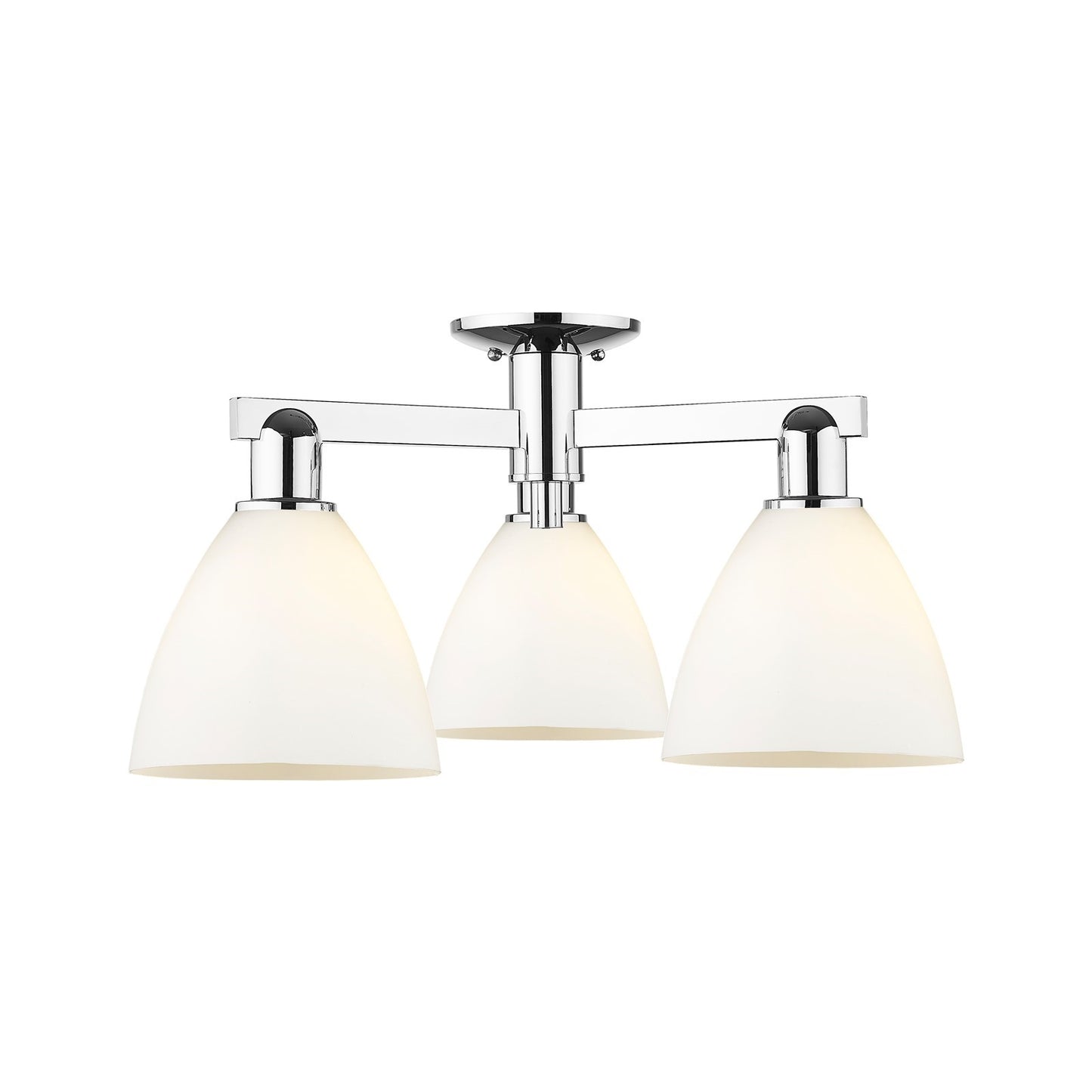 Innovations Bristol 25in 3-Light Semi-Flush Mount | Industrial Modern Polished Chrome and Matte White Glass | Kitchen & Hallway | Model 716-3F-PC-GBD-751