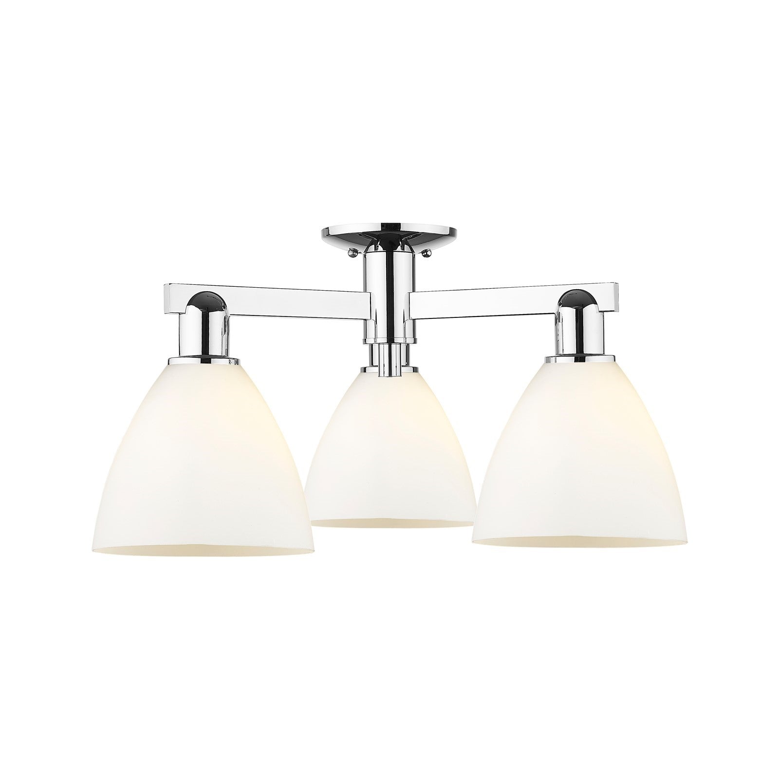 Innovations Bristol 25in 3-Light Semi-Flush Mount | Industrial Modern Polished Chrome and Matte White Glass | Kitchen & Hallway | Model 716-3F-PC-GBD-751