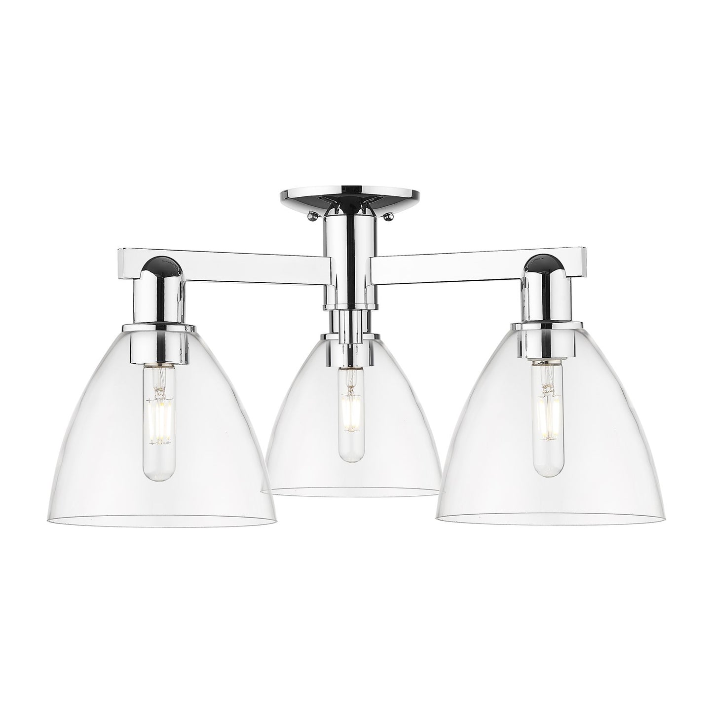 Innovations Bristol 25in 3-Light Semi-Flush Mount | Industrial Polished Chrome Steel and Clear Glass | Kitchen & Hallway | 25 x | Model 716-3F-PC-GBD-752