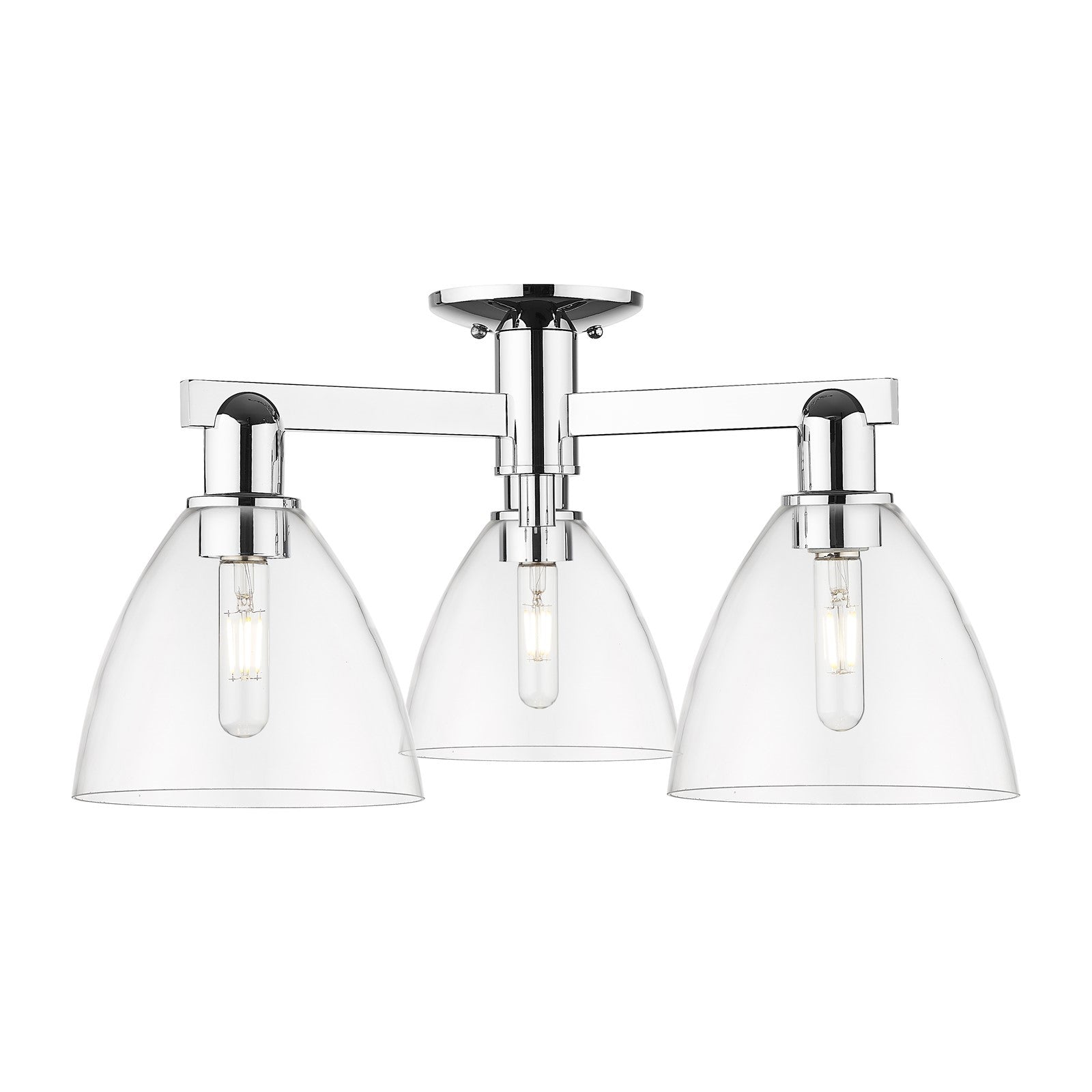 Innovations Bristol 25in 3-Light Semi-Flush Mount | Industrial Polished Chrome Steel and Clear Glass | Kitchen & Hallway | 25 x | Model 716-3F-PC-GBD-752