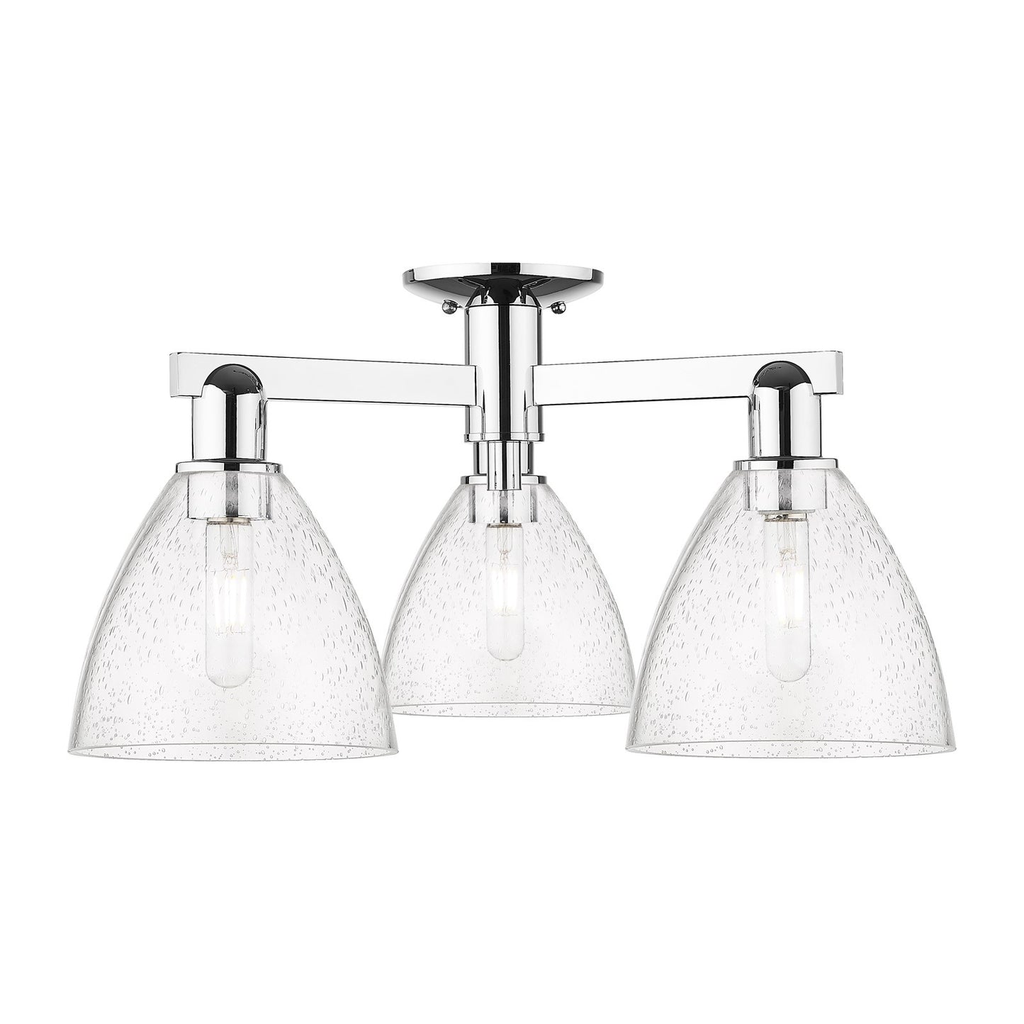 Innovations Bristol 25in 3-Light Semi-Flush Mount | Industrial Polished Chrome Steel and Seedy Glass Dome Shade | Entryway & | Model 716-3F-PC-GBD-754