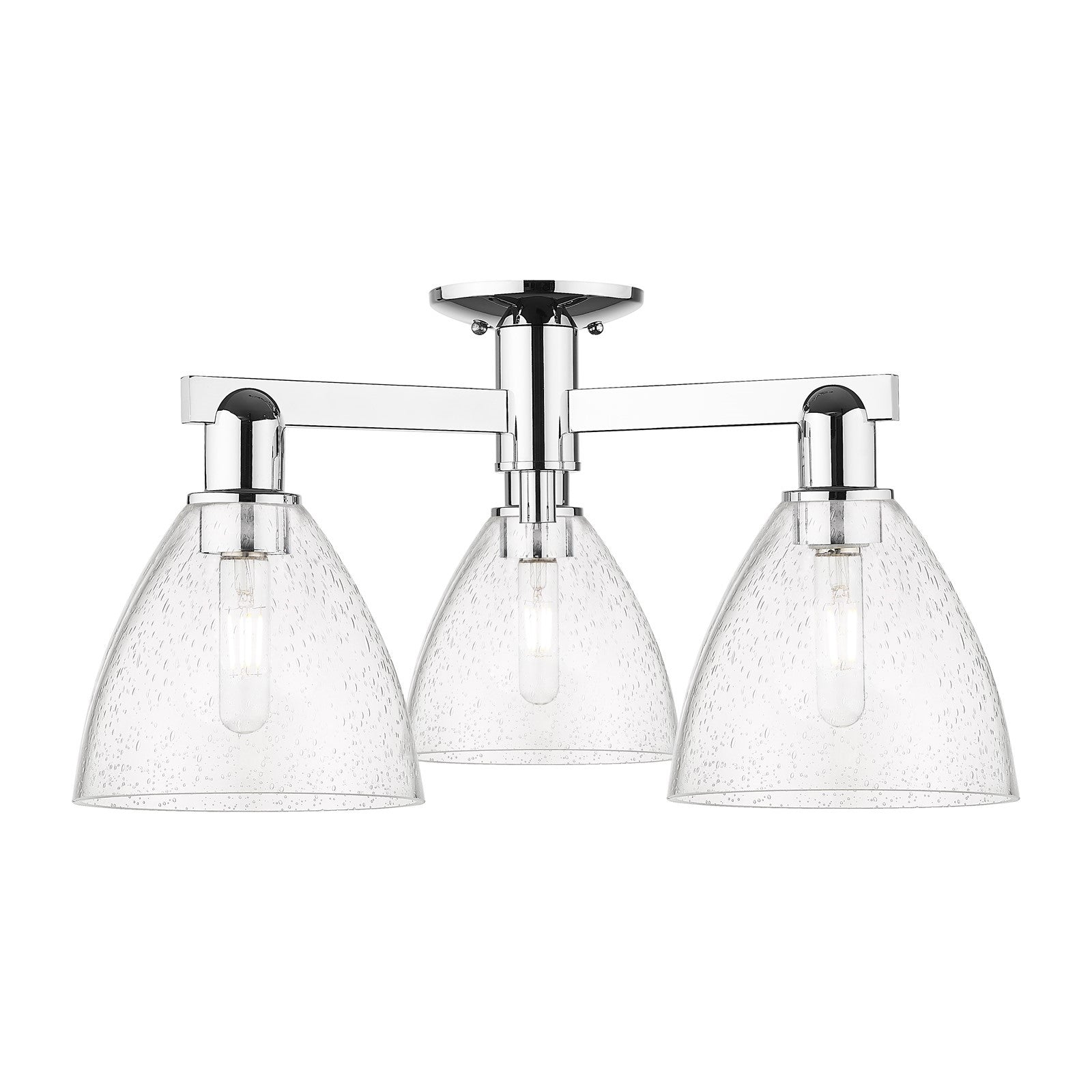 Innovations Bristol 25in 3-Light Semi-Flush Mount | Industrial Polished Chrome Steel and Seedy Glass Dome Shade | Entryway & | Model 716-3F-PC-GBD-754