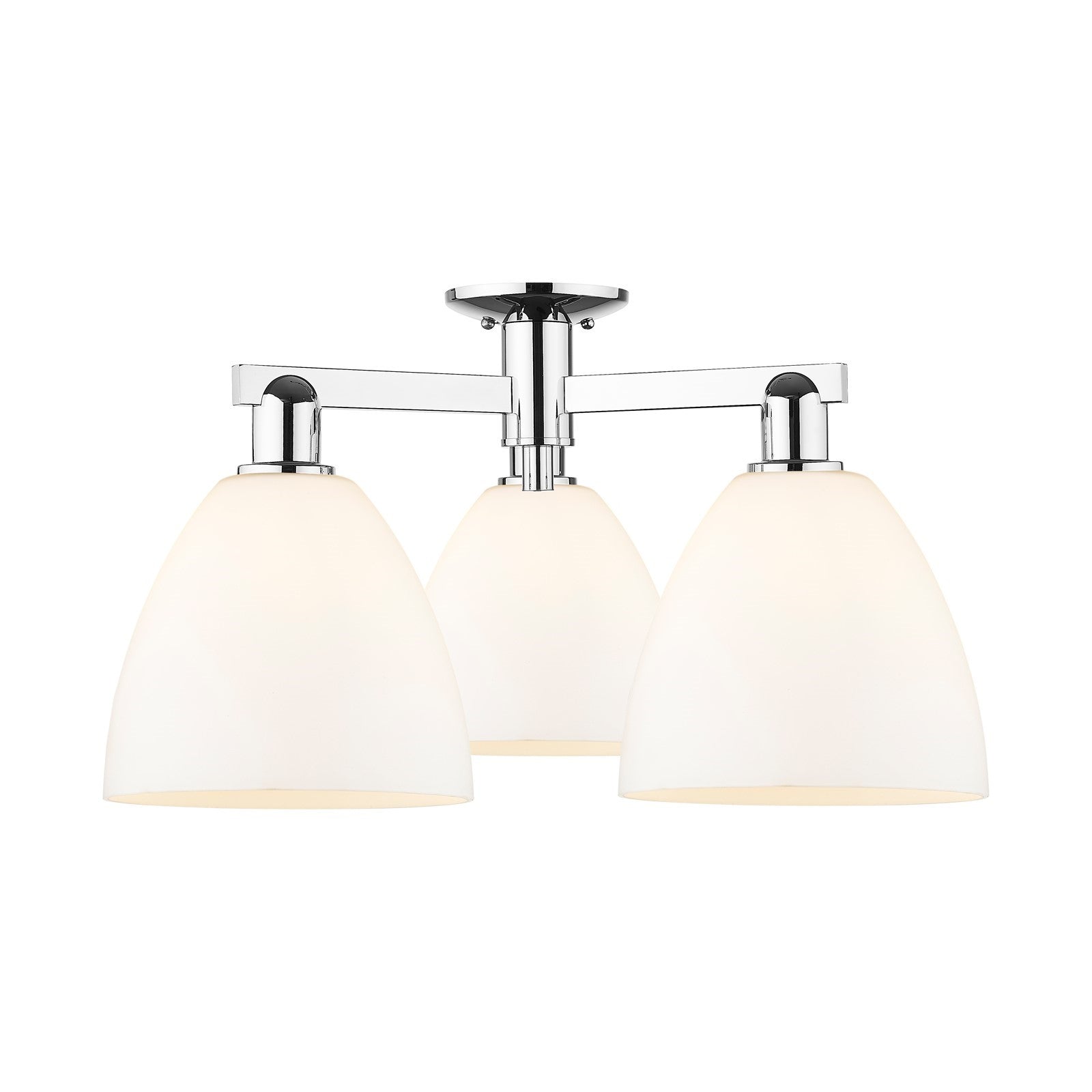 Innovations Bristol 27in 3-Light Semi-Flush Mount | Industrial Polished Chrome and Matte White Glass | Living Room & Entryway | Model 716-3F-PC-GBD-91