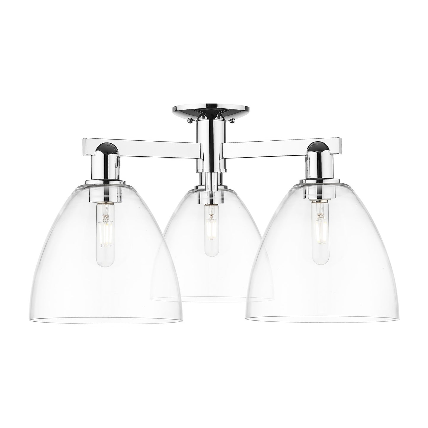 Innovations Bristol 26.5in 3-Light Semi-Flush Mount | Industrial Polished Chrome Steel and Clear Glass | Entryway & Hallway | Model 716-3F-PC-GBD-92