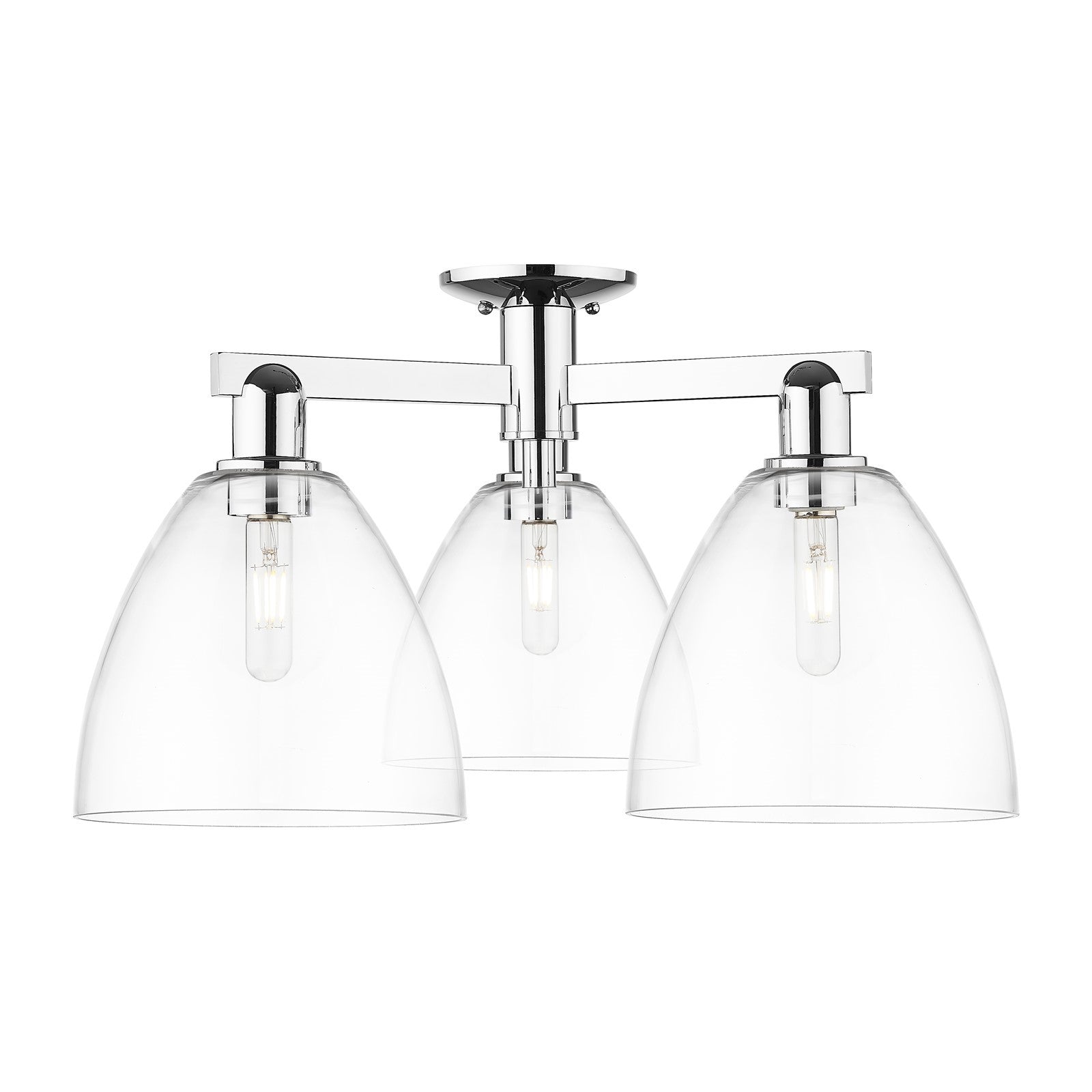 Innovations Bristol 26.5in 3-Light Semi-Flush Mount | Industrial Polished Chrome Steel and Clear Glass | Entryway & Hallway | Model 716-3F-PC-GBD-92