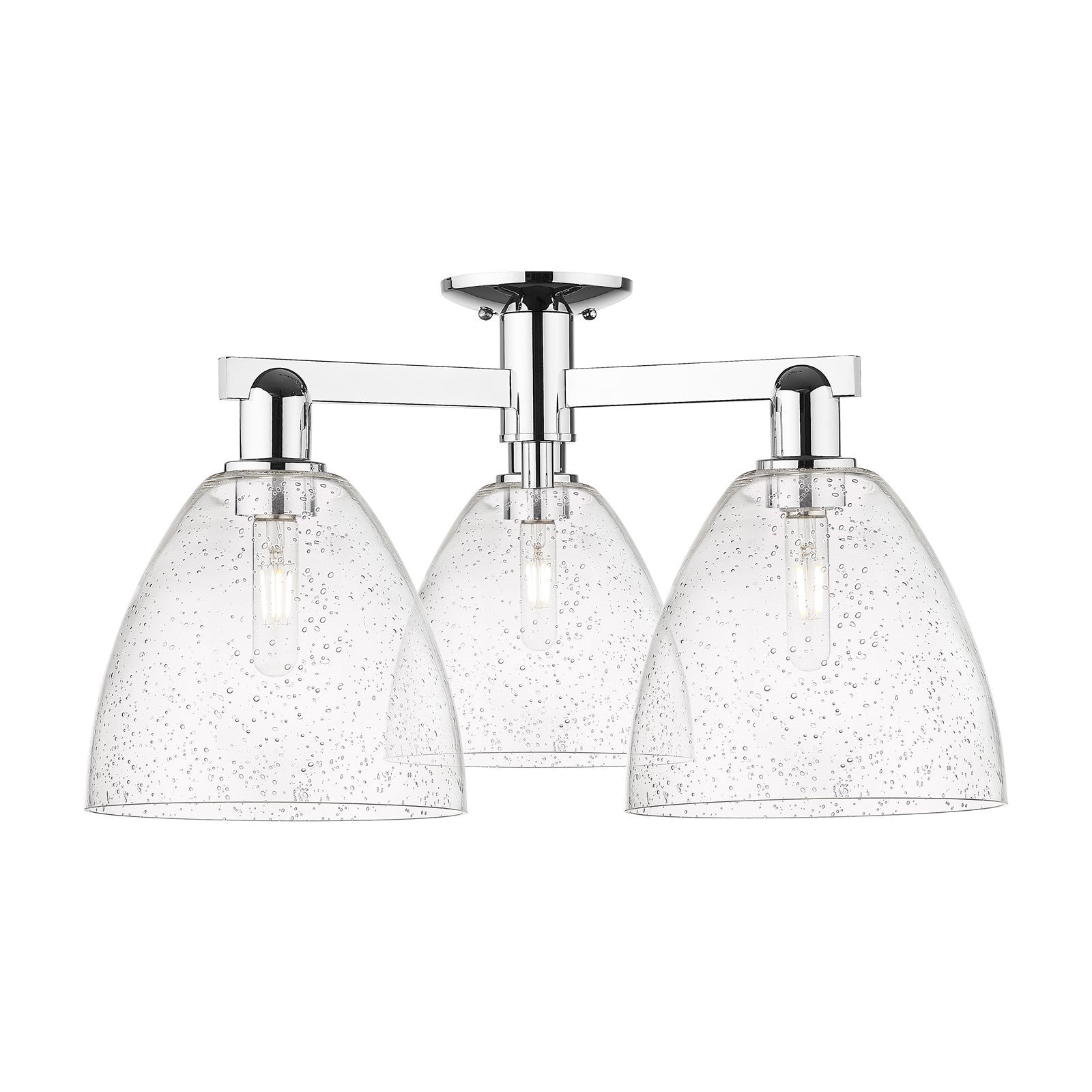 Innovations Bristol 27in 3-Light Semi-Flush Mount | Industrial Polished Chrome and Seedy Glass | Entryway & Hallway | 26.5 x | Model 716-3F-PC-GBD-94