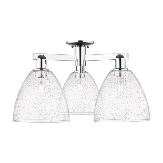 Innovations Bristol 27in 3-Light Semi-Flush Mount | Industrial Polished Chrome and Seedy Glass | Entryway & Hallway | 26.5 x | Model 716-3F-PC-GBD-94