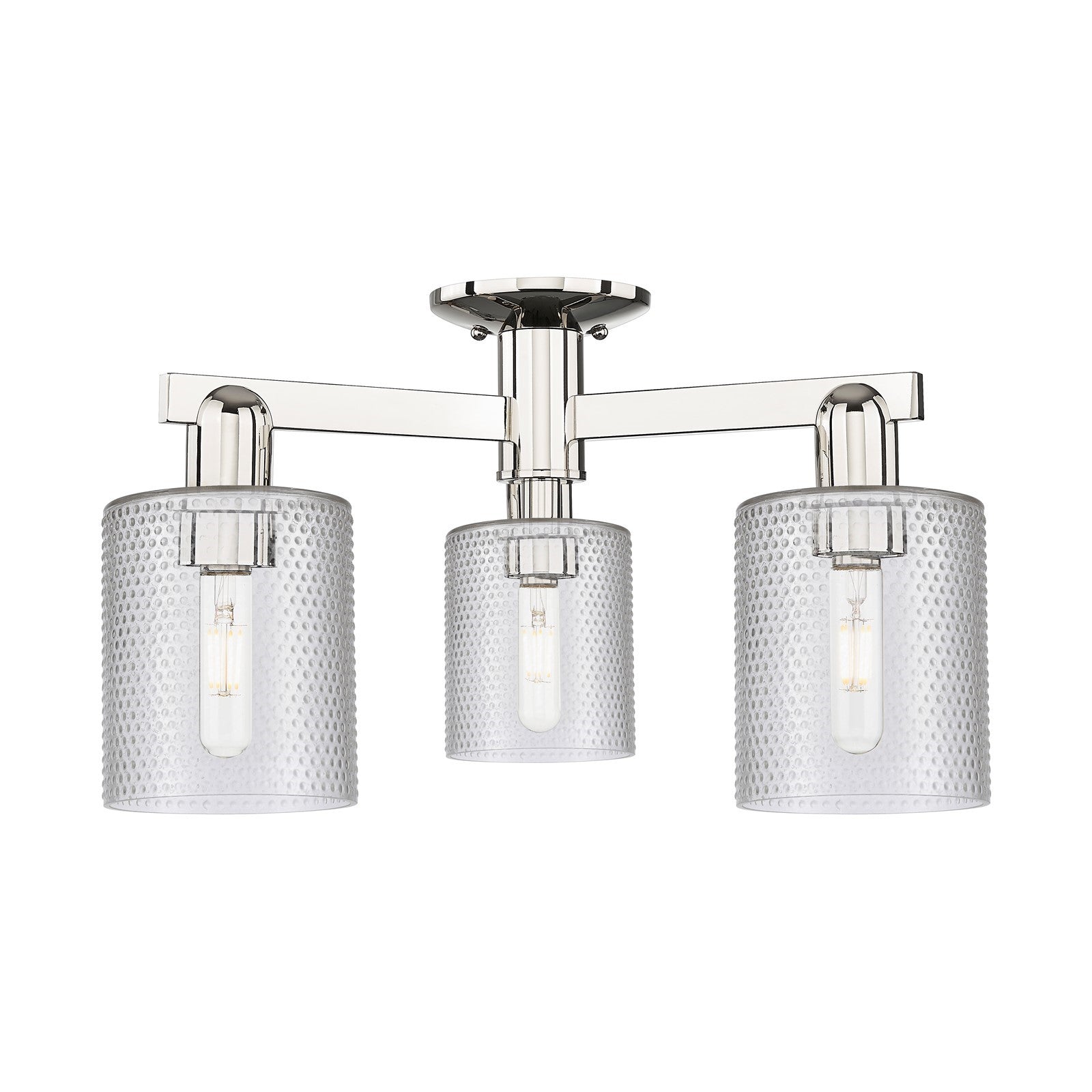 Innovations Cobbleskill 23in 3-Light Semi-Flush Mount | Industrial Polished Nickel Steel and Clear Glass | Damp-Rated Entryway & | Model 716-3F-PN-G112