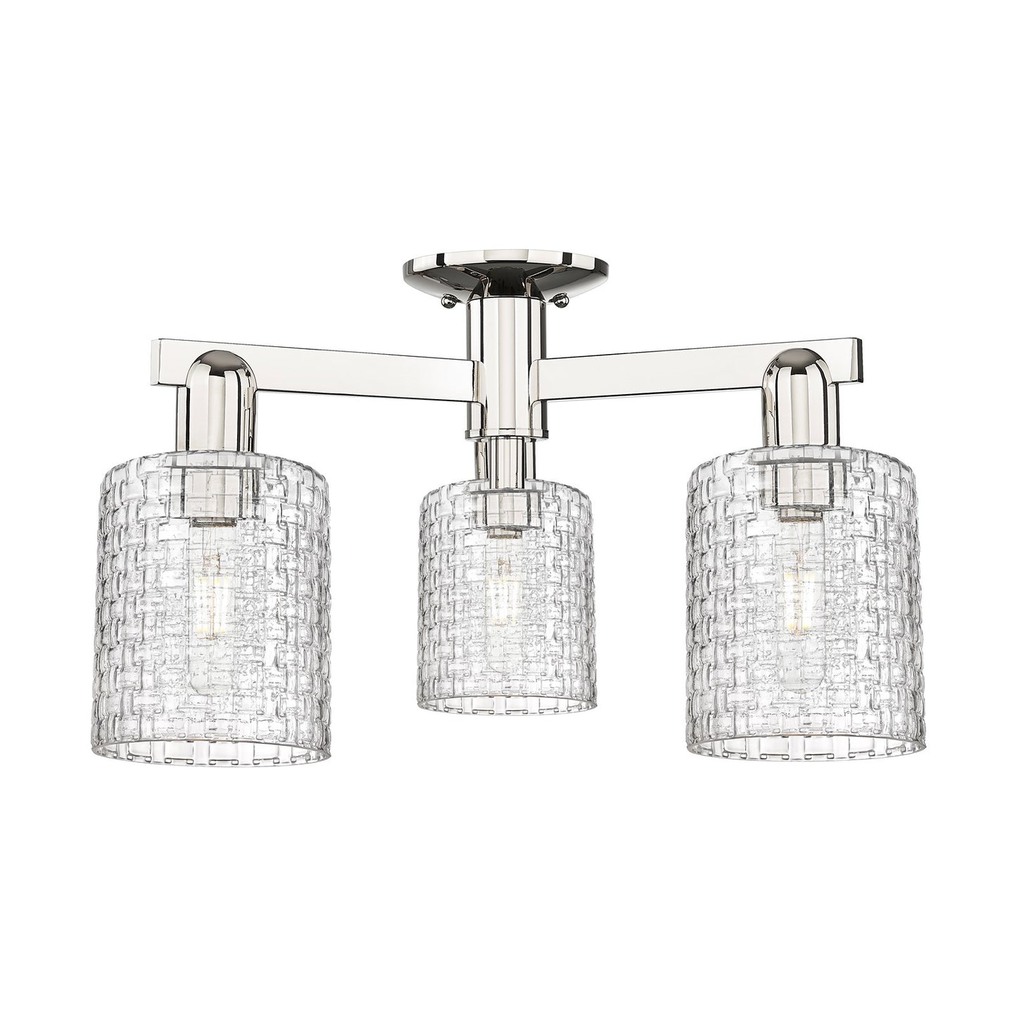 Innovations Cobbleskill 23in 3-Light Semi-Flush Mount | Industrial Polished Nickel and Clear Glass | Entryway & Hallway | 22.5 | Model 716-3F-PN-G112C-5CL
