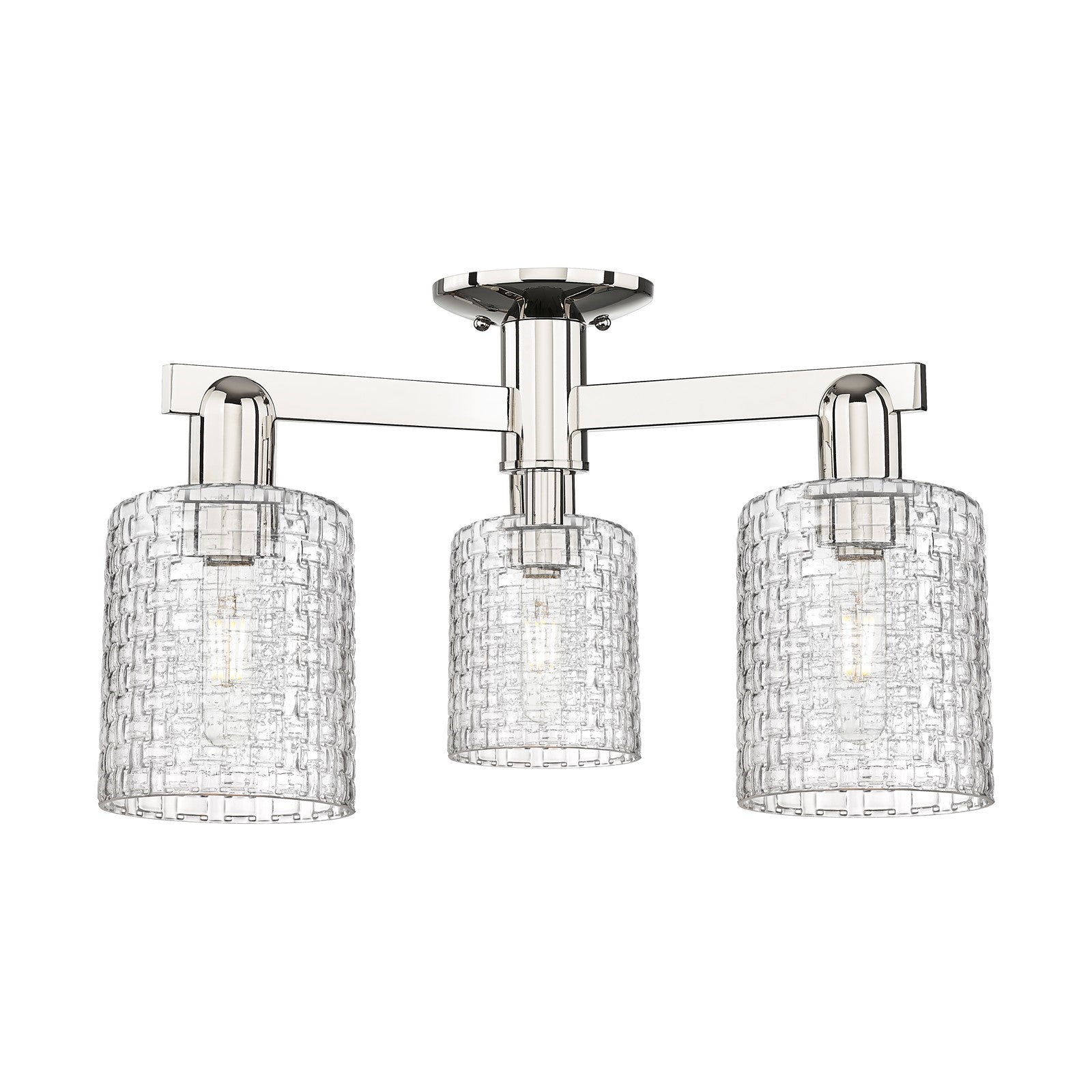Innovations Cobbleskill 23in 3-Light Semi-Flush Mount | Industrial Polished Nickel and Clear Glass | Entryway & Hallway | 22.5 | Model 716-3F-PN-G112C-5CL
