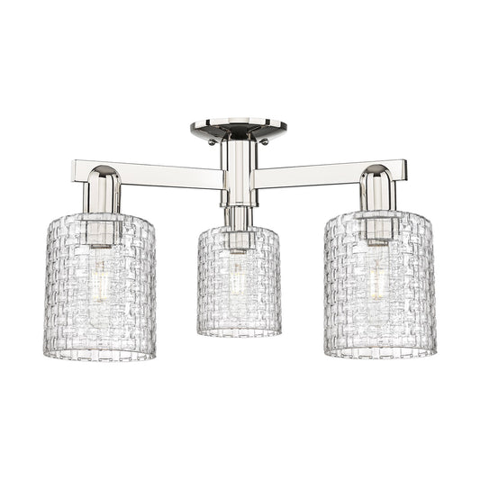 Innovations Cobbleskill 23in 3-Light Semi-Flush Mount | Industrial Polished Nickel and Clear Glass | Entryway & Hallway | 22.5 | Model 716-3F-PN-G112C-5CL