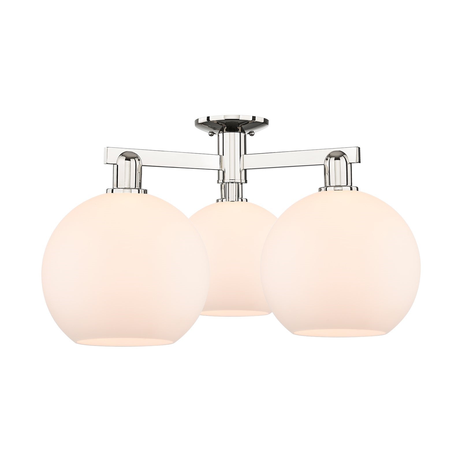 Innovations Athens 28in 3-Light Semi-Flush Mount | Industrial Polished Nickel and Matte White Glass | Kitchen & Hallway | 27.5 x | Model 716-3F-PN-G121-10