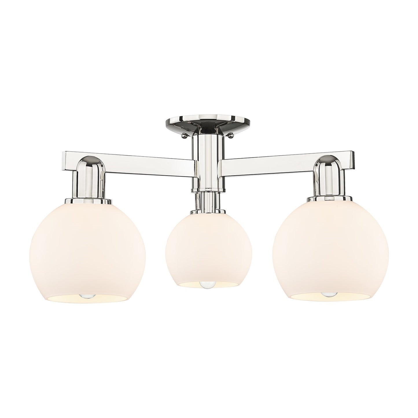 Innovations Athens 23in 3-Light Semi-Flush | Industrial Polished Nickel and Matte White Glass | Damp-Rated Entryway & Hallway | Model 716-3F-PN-G121-6