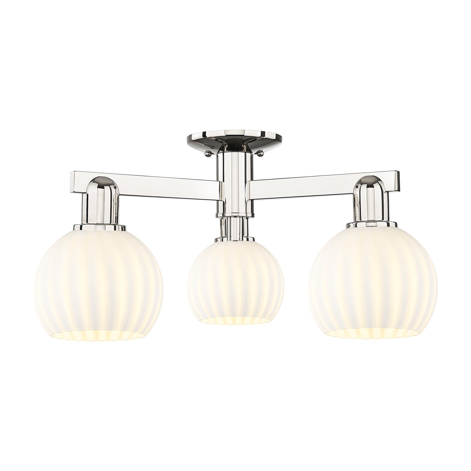 Innovations Lighting Arcadia 24in 3-Light Semi-Flush Mount | Industrial Polished Nickel and White Venetian Glass | Entryway & | Model 716-3F-PN-G1217-6WV