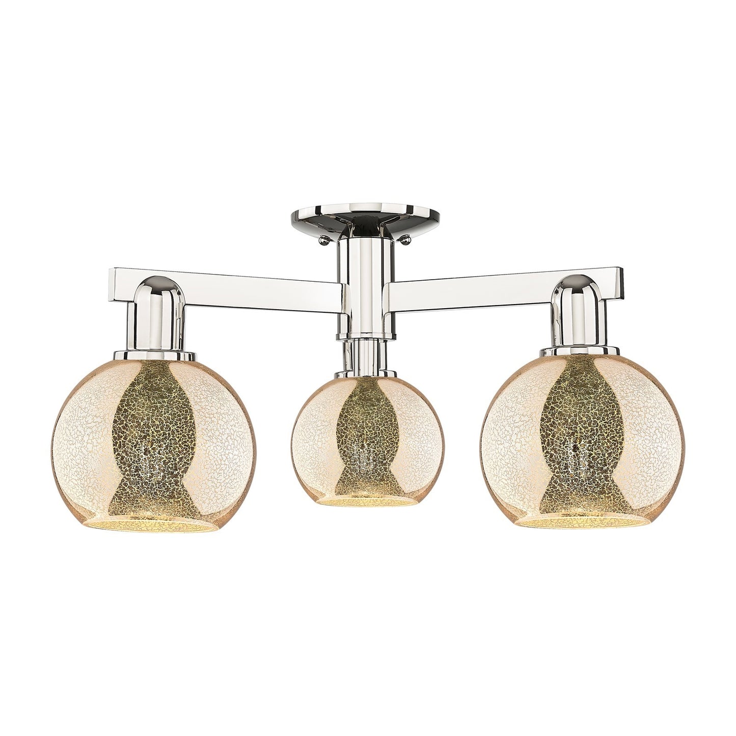 Innovations Athens 23in 3-Light Semi-Flush Mount | Industrial Polished Nickel Steel and Mercury Glass | Entryway & Hallway | Model 716-3F-PN-G128-6