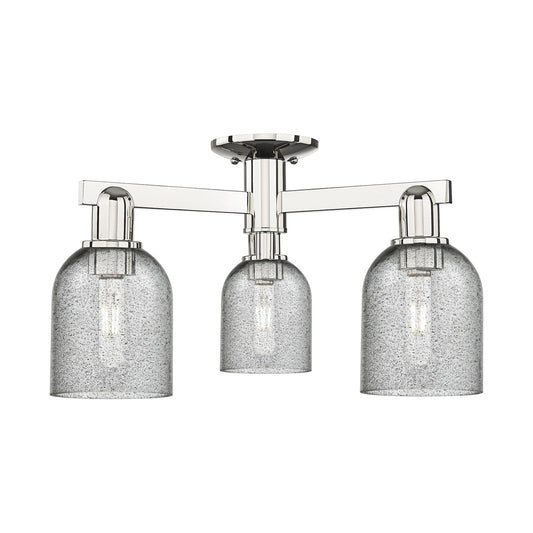 Innovations Caledonia 23in 3-Light Semi-Flush Mount | Industrial Modern Contempo Polished Nickel and Charcoal Glass | Kitchen & | Model 716-3F-PN-G257