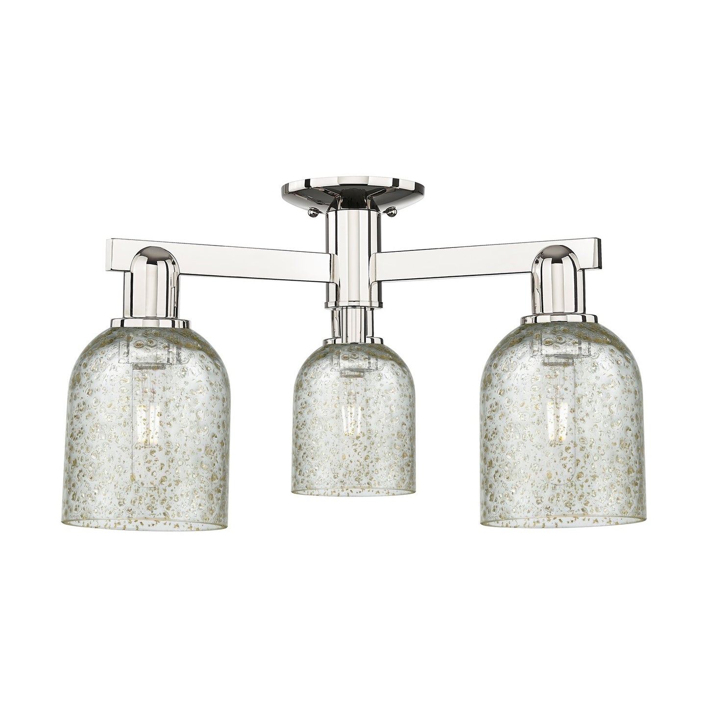 Innovations Caledonia 23in 3-Light Semi-Flush Mount | Industrial Modern Polished Nickel and Mica Glass | Entryway & Hallway | 22.5 | Model 716-3F-PN-G259
