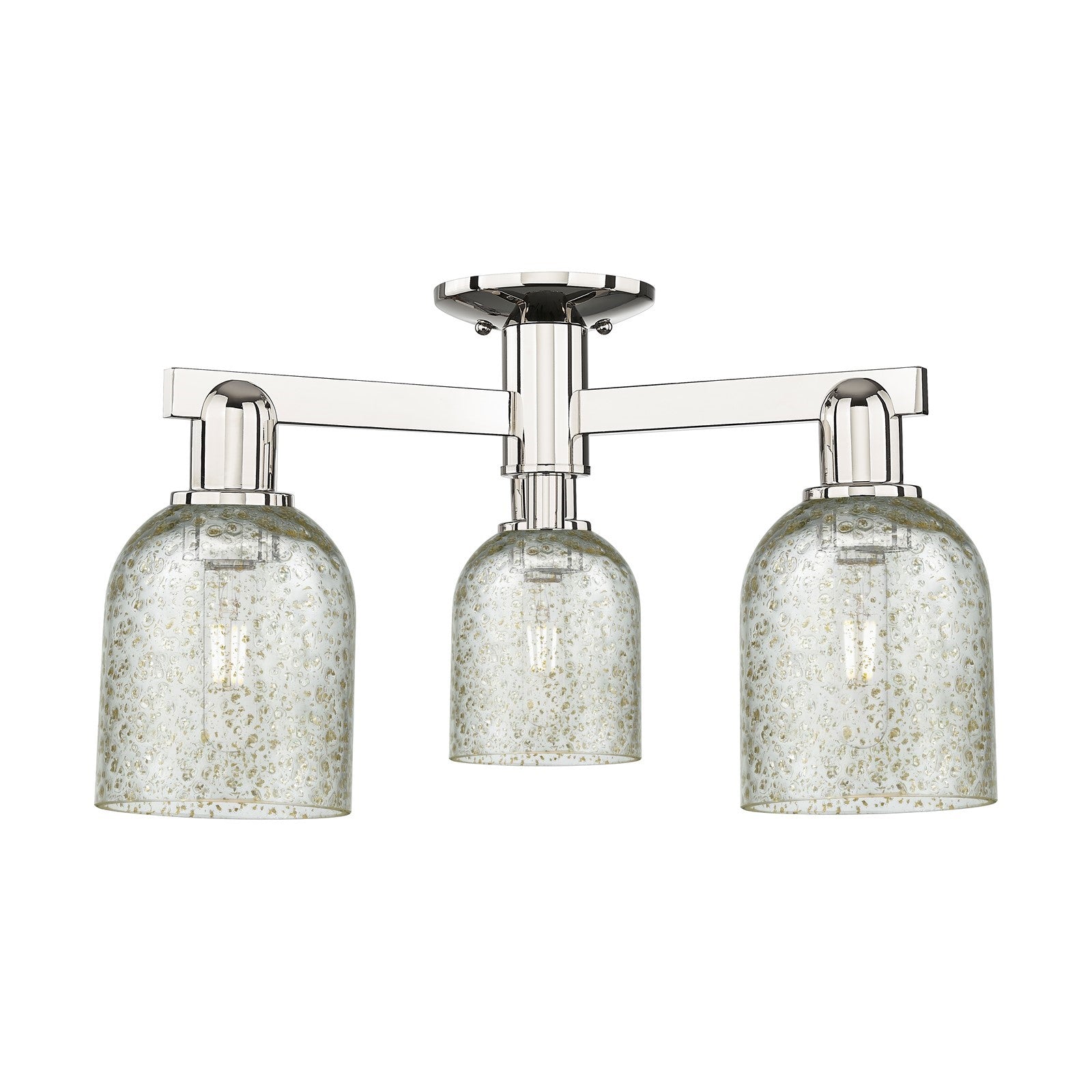 Innovations Caledonia 23in 3-Light Semi-Flush Mount | Industrial Modern Polished Nickel and Mica Glass | Entryway & Hallway | 22.5 | Model 716-3F-PN-G259